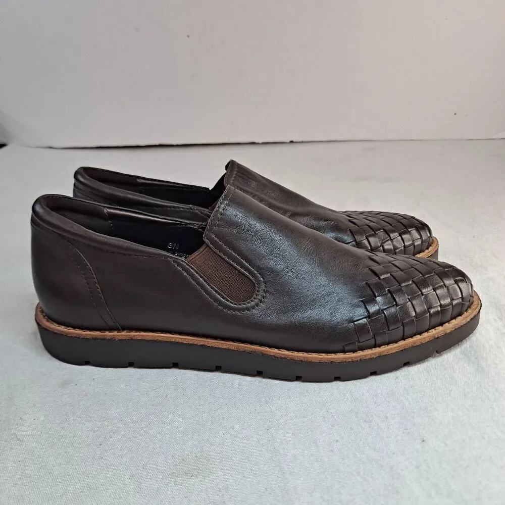 Vaneli T. Morro Napa Jacy Loafers Women's Sz 8N Brown Leather Braided